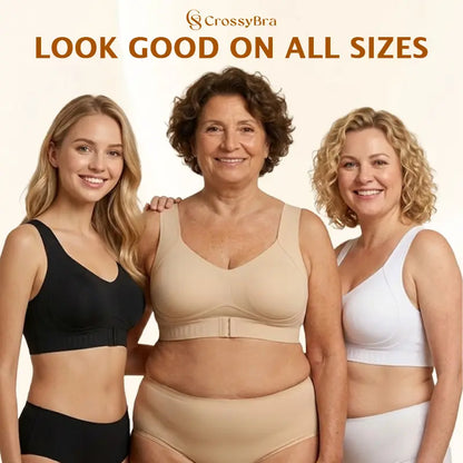 VELISBRA  - Cross Back Front Closure Wireless Posture Support Bra