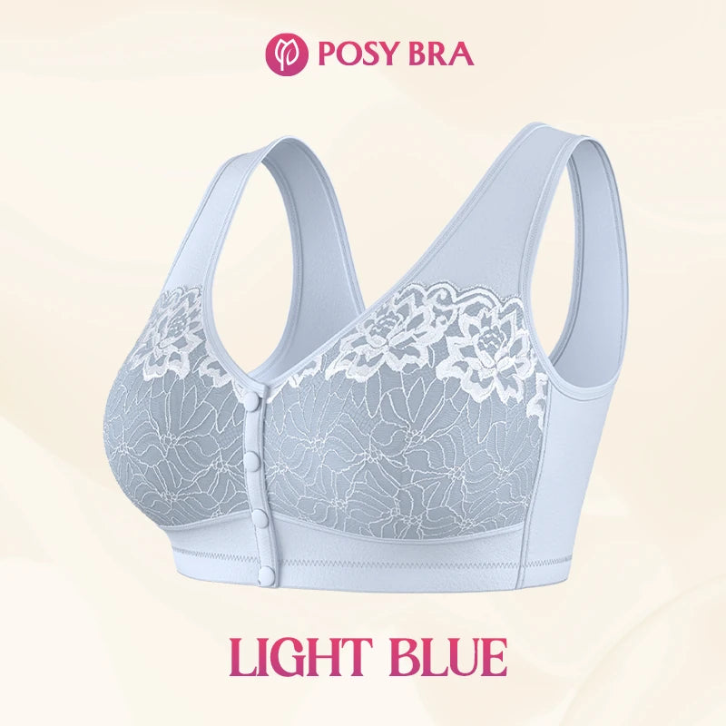 Comfortable Front Closure Cotton Shaping Bra for Seniors