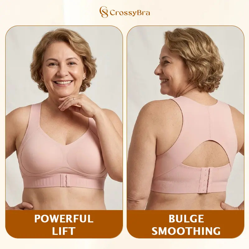 VELISBRA  - Cross Back Front Closure Wireless Posture Support Bra