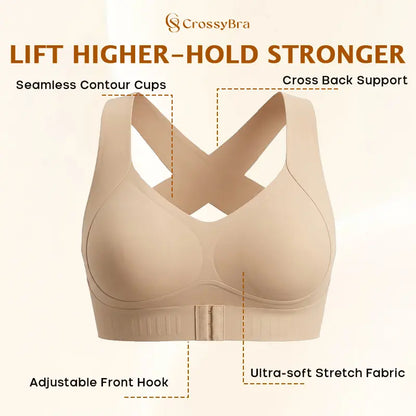 VELISBRA  - Cross Back Front Closure Wireless Posture Support Bra
