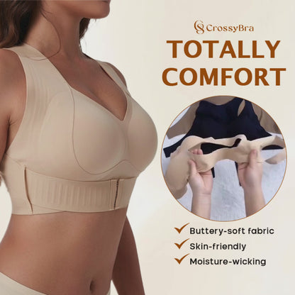 VELISBRA  - Cross Back Front Closure Wireless Posture Support Bra