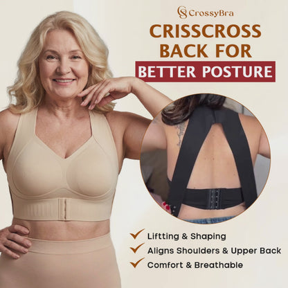 VELISBRA  - Cross Back Front Closure Wireless Posture Support Bra