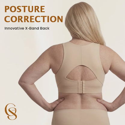 VELISBRA  - Cross Back Front Closure Wireless Posture Support Bra