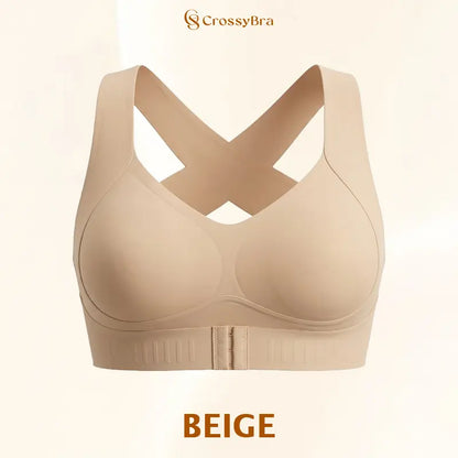 VELISBRA  - Cross Back Front Closure Wireless Posture Support Bra