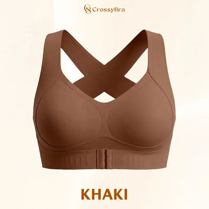 VELISBRA  - Cross Back Front Closure Wireless Posture Support Bra